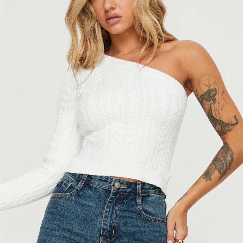 White Off-the-Shoulder Sweater